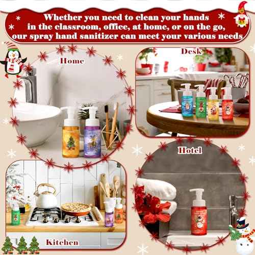 6 Pack Gentle Foaming Hand Soap Skin with Pump Care with Essential Oils Moisturizing Liquid Hand Wash for Kitchen Bathroom Students Teacher Staff Gift 8.75 Fl. oz (6 Colors,Christmas)