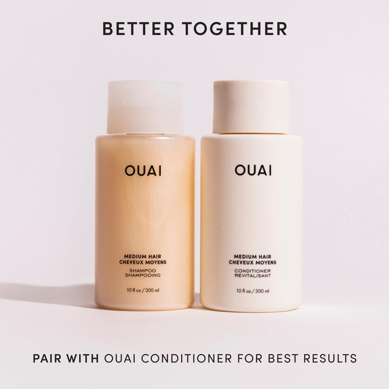 OUAI Medium Hair Shampoo - Hydrating Shampoo for Color Treated Hair & Dry Scalp - Nourishes, Strengthens, Reduces Breakage & Adds Shine - Coconut Oil, Babassu, Keratin - Sulfate Free, 10 Oz