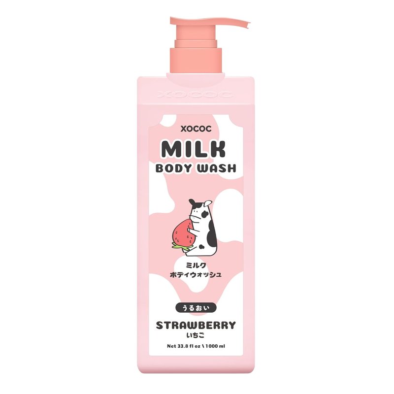 Strawberry Milk Body Wash - Moisturizing Cleanser with Milk Protein & Strawberry Scent | 33.8 fl oz, Paraben Free