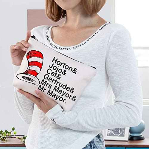 BWWKTOP Musical Cosmetic Makeup Bag Musical Theatre Gifts Horton& Jojo& Cat& Gertrude Zipper Pouch Bag For Cat Fans (Horton& Jojo)