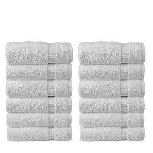 Chakir Turkish Linens Premium Cotton Absorbent Turkish Towels (Washcloths - 12 Piece, White)
