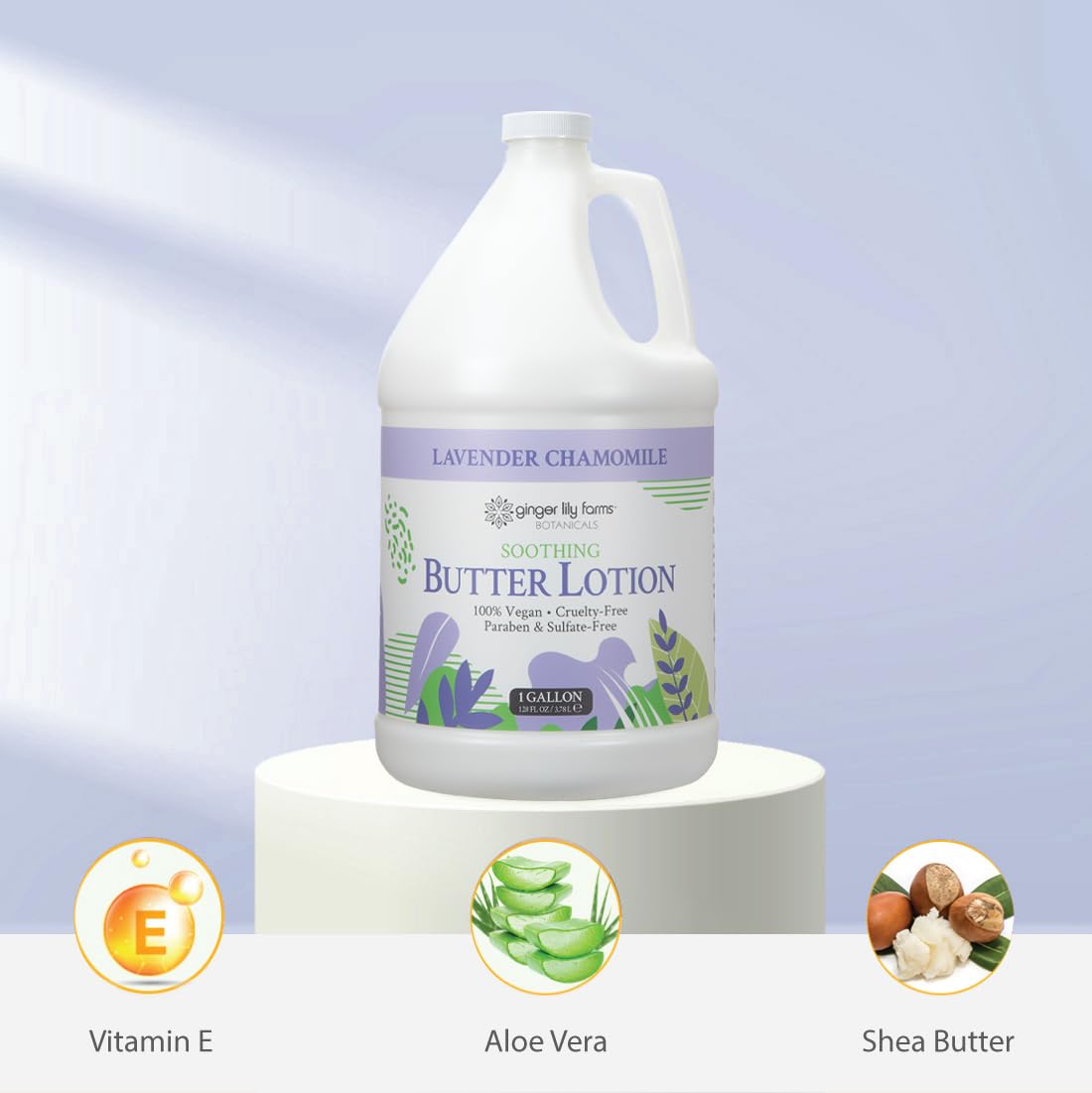 Ginger Lily Farms Soothing Butter Lotion - Vegan Lavender Chamomile Scent | 1 Gallon Refill for Dry Skin