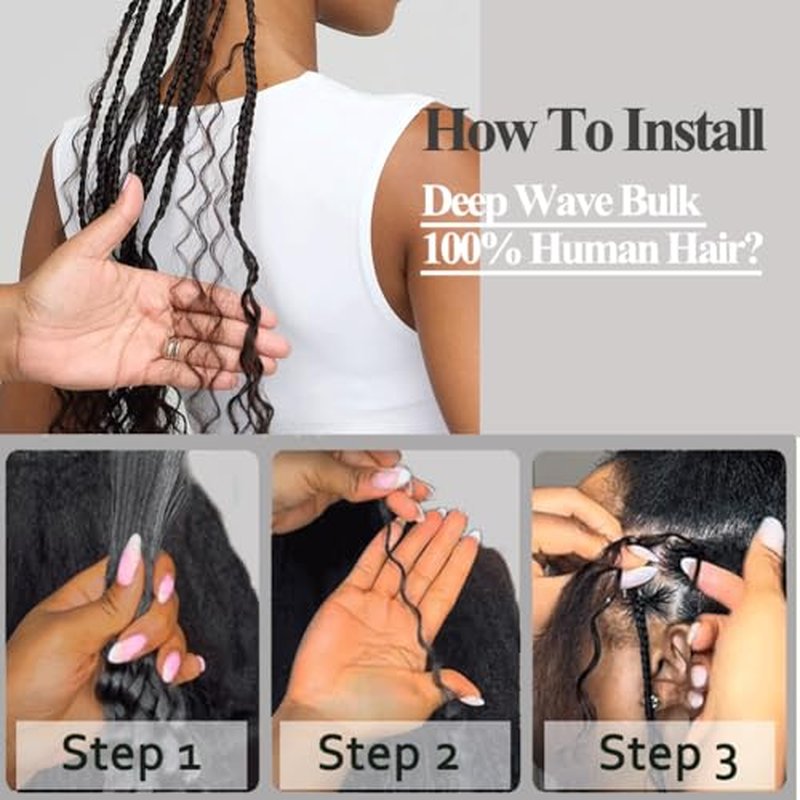 Human Hair Braiding Hair 18 Inch 100g/2Bundles Auburn Ginger Deep Wave Bulk Human Hair For Braiding 12A Curly Human Hair Extensions For Braids No Weft Knotless Human Braiding Hair