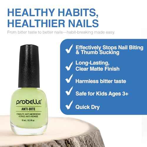 Probelle Anti-Bite, Nail Biting Treatment for Kids & Adults to Quit habit, No Bite Nail Polish Deterrent, Thumb Guard & Prevents Finger Sucking, Bitter Taste Nail Care, For Ages 3+, 0.5 fl oz (15 ml)