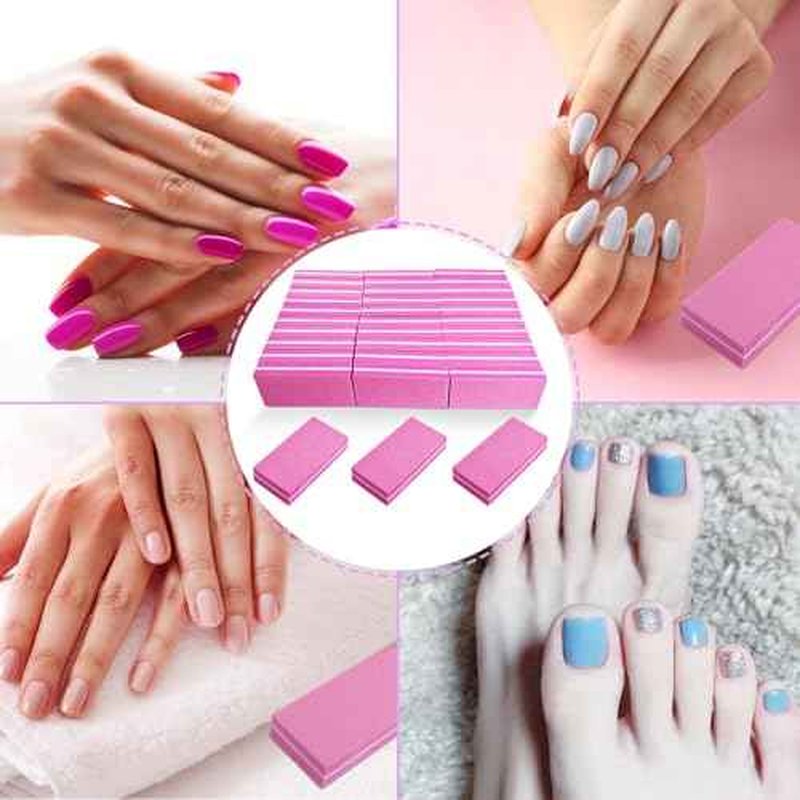 Nail Buffers (30 Pack), Buffer Block Nail File for Acrylic Nails and Natural Nails, 100/180 Grit Small Nail Buffer Block Bulk Buffing Blocks for Nail Buff Professional Manicure File Blocks Hot Pink
