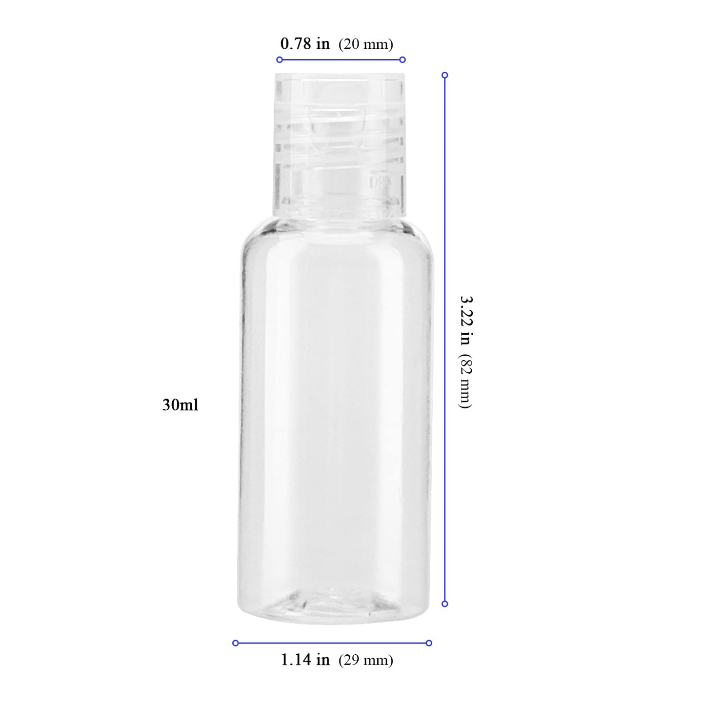 KEILEOHO 80 Pack 1oz/30ml Clear Plastic Flip Cap Bottles, Travel Bottles with Flip Cap, Empty Dispenser Container for Travel Size, Refillable Containers Bottles for Shampoo, Lotion, Cream, Toner