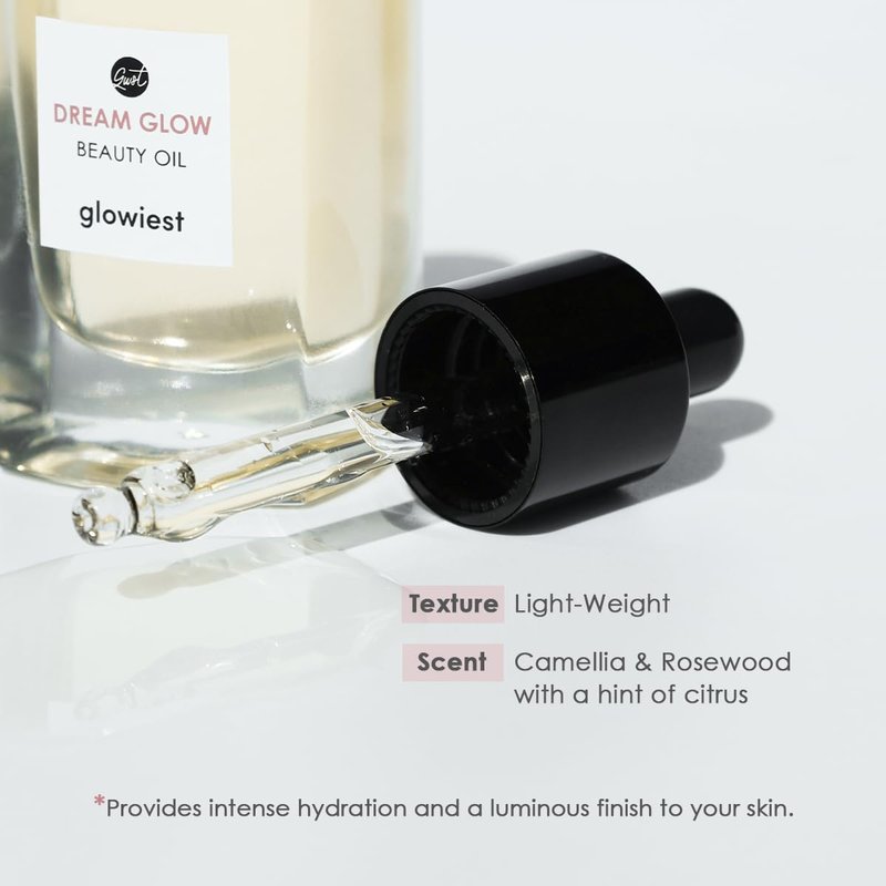 glowiest DREAM GLOW BEAUTY OIL - Natural Facial Oil for All Skin Types - Clean Beauty, Camellia Japonica SeedOil, CastorOil - 30ml (1.01 fl. oz.)