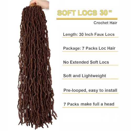 7 Packs Faux Locs Crochet Hair 30 Inch Soft Locs for Distressed Locs Butterfly Locs Crochet Hair for Women (30 Inch(Pack of 7) 30#)