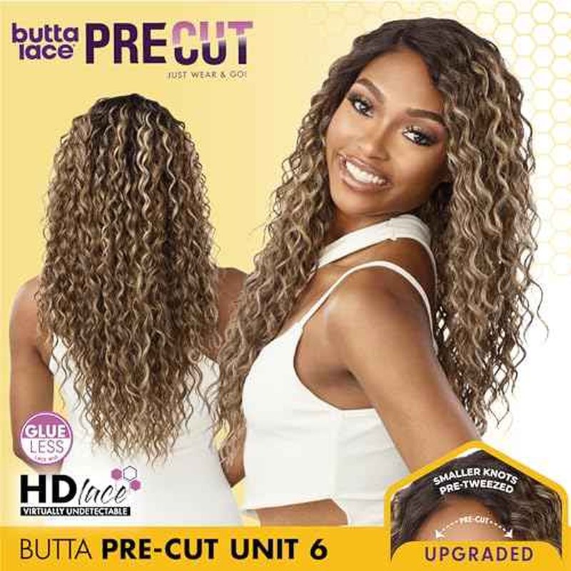Sensationnel Butta Lace Precut Wigs - Unit 6 Glueless Extra Wide 5 Inch Deep Parting Synthetic Pre Tweezed Smaller Knot Hairline (TH2/27613)