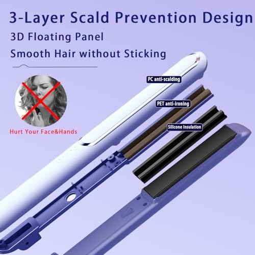Christmas Gift for Girlfriend/Mom, Hair Straightener for Women Flat Iron Hair Straightener and Curler 2 in 1 - Birthday Gift for Women & Mom, Hair (Purple)