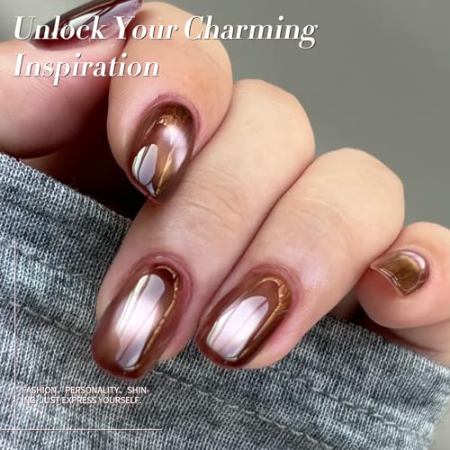 BORN PRETTY Cat Magnetic Eye Gel Nail Polish,Jelly Glass Crystal Brown Burgundy Wine Bloody Red Black Magnetic Gel Polish,Fall Winter Glitter Soak Off Nail Polish Art Salon Manicure Home Gift 7ML 6pcs