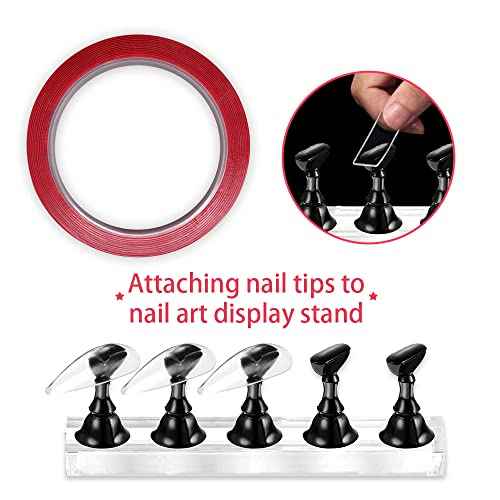 NOVAL Double Sided Tape 2 Rolls Press on Nails Adhesive Strong Sticky Mounting Tapes for Press on Nail Packaging