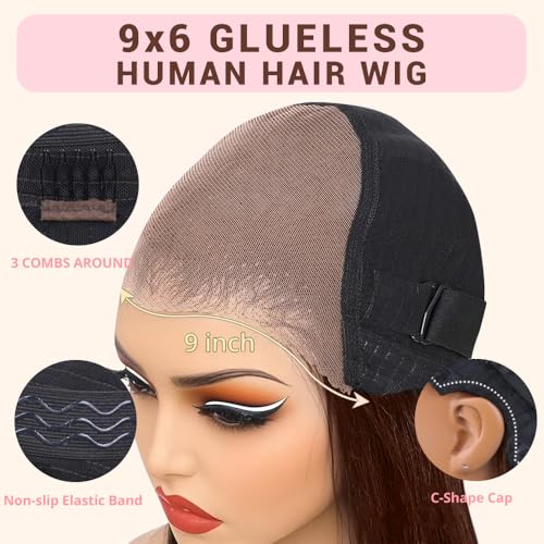 28 Inch Chocolate Brown Lace Front Wig Human Hair 220 Density 9x6 HD Lace Brown Wear and Go Glueless Wigs Pre Plucked Pre Cut Dark Brown Wig Human Hair Straight Glueless Wig for Women