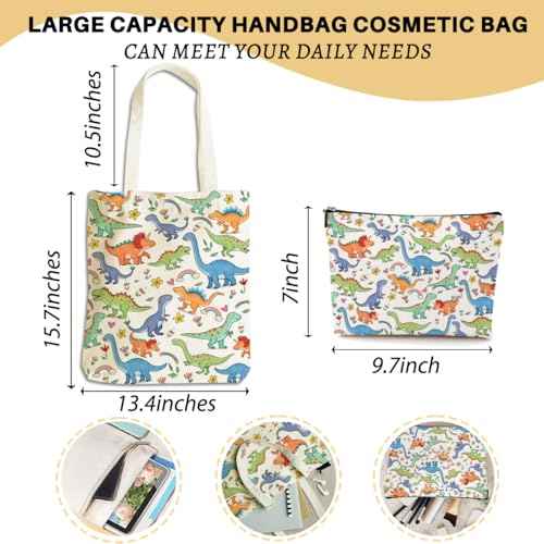 Dog Dinosaur Whale Shark Butterfly Mushroom Chicken Corgi Cat Gifts Canvas Tote Bag Makeup Bag for Women Birthday