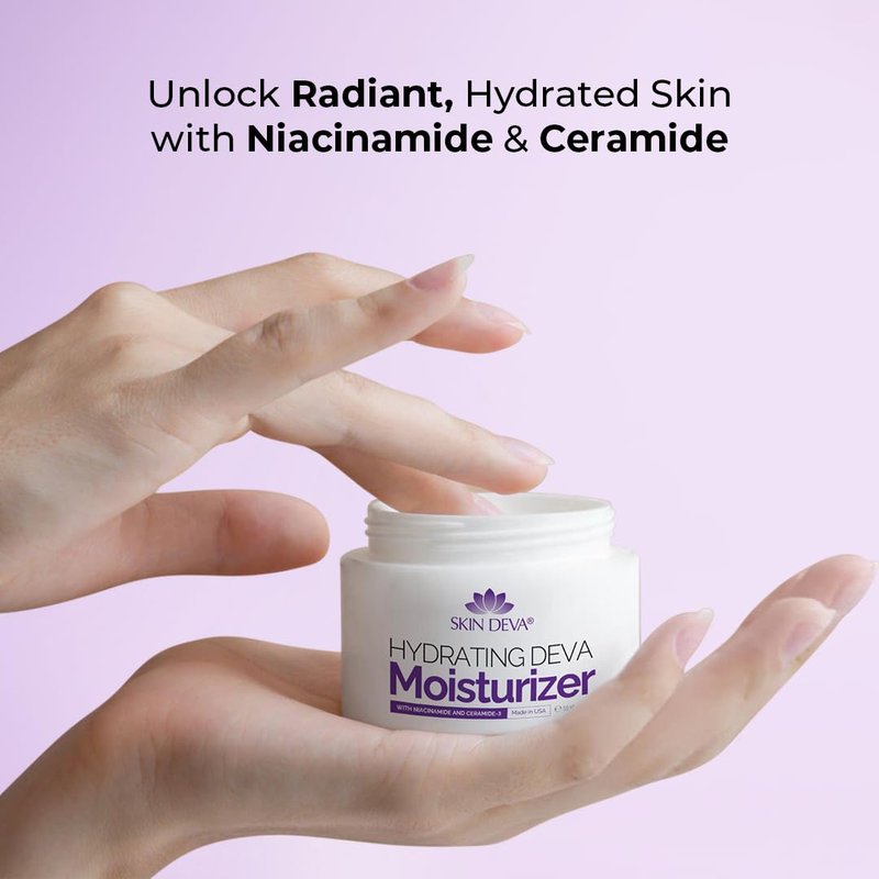 SKIN DEVA Hydrating Moisturizer Cream with Niacinamide & Ceramide Daily Face Cream| Oil Free, Protect, Smooth and Moisturizer, All Day Hydration and Plump Skin, Clean Vegan & Cruelty Free - (2 Fl oz)