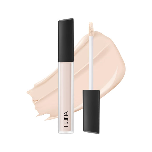 LUNA Long-Lasting Tip Concealer Cover-Fit (#0.5 Proclein) Full Coverage, for Under Eye Dark Circles, Fine Lines, Redness & Discoloration, Korean Makeup 0.26 Fl Oz