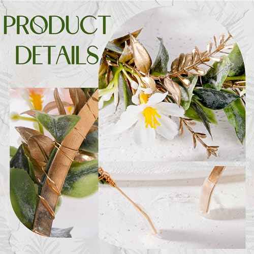White Flower Crown Headband - Fairy Forest Floral Headpiece Woodland Elf Flower Hairband for Women Girls Renaissance Wedding Festival Party Hair Styling Accessory