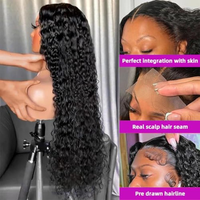 Deep Wave Lace Front Wigs Human Hair Wig for Woman 13x4 Hd Deep Curly Lace Front Wig Human Hair Pre Plucked With Deep Wave Lace Frontal Wigs (12 Inch)