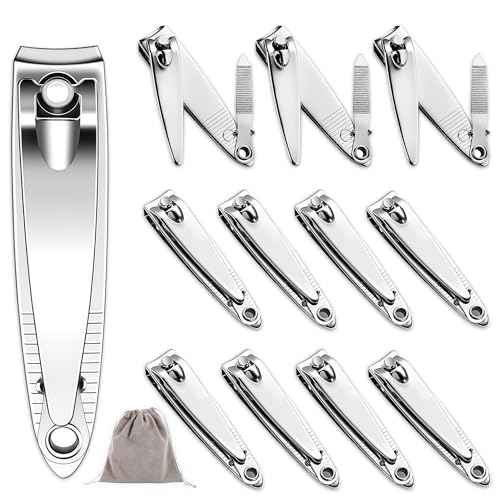 Nail Clippers with File in Bulk, 24-Pack Stainless Steel Nail Trimming for Toenail & Fingernail, Nail Clipper Gifts for Men Women Adults Homeless Care Supplies (Silver)