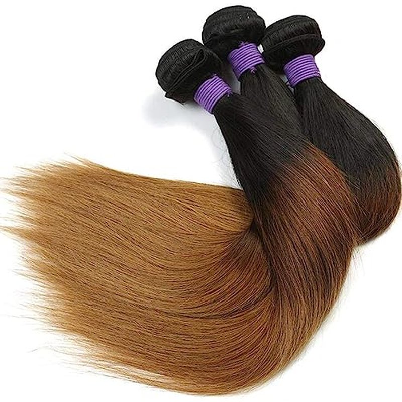 Ombre Straight Human Hair 1 Bundle Brazilian Straight Weave 100% 3 Tone 1b 4 30 Color Ombre Brazilian Straight Bundle Brazilian Virgin Ombre Human Hair Bundle for Black Women 22"