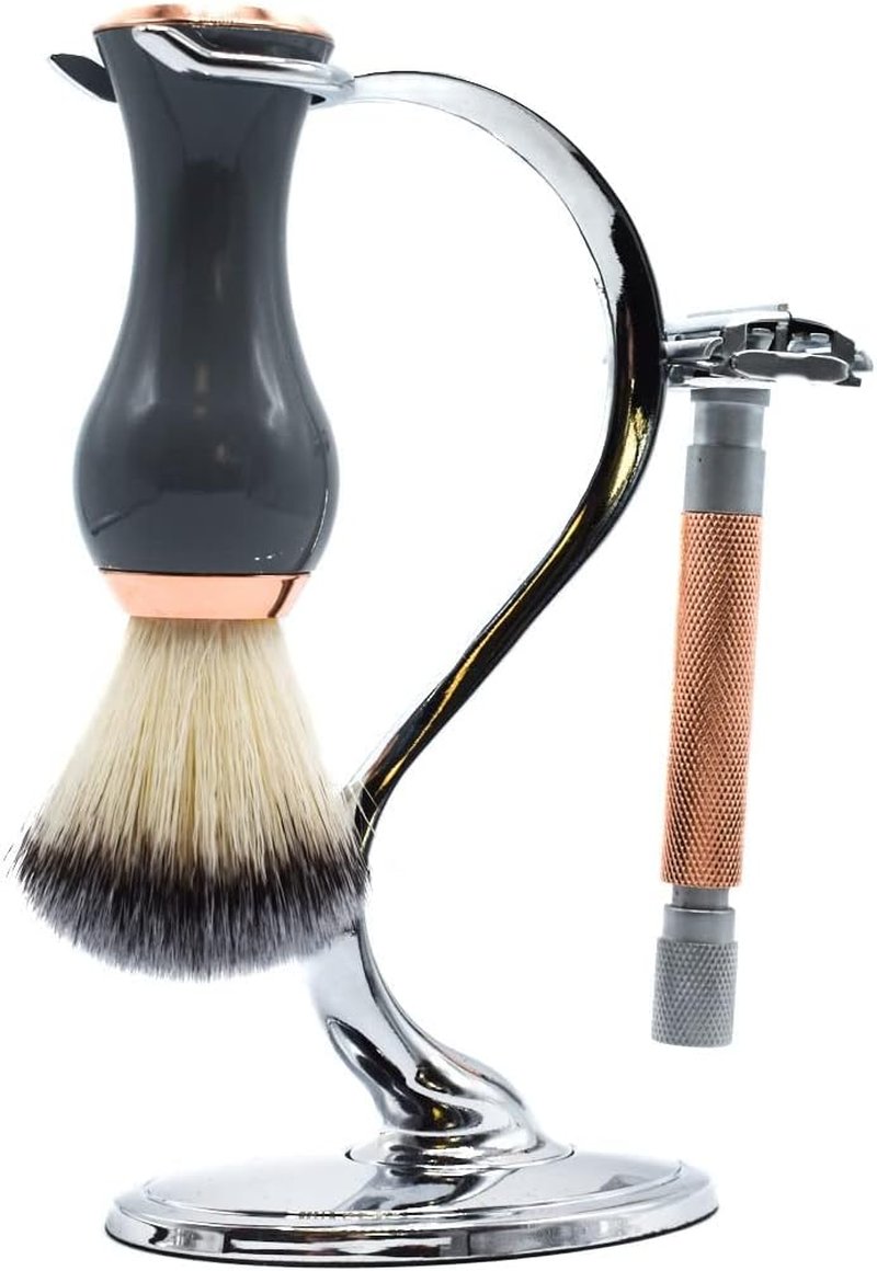 Taconic Shave Super Safety Razor Stand | Heavyweight Chrome Double Edge Holder for Classic Wet Shaving