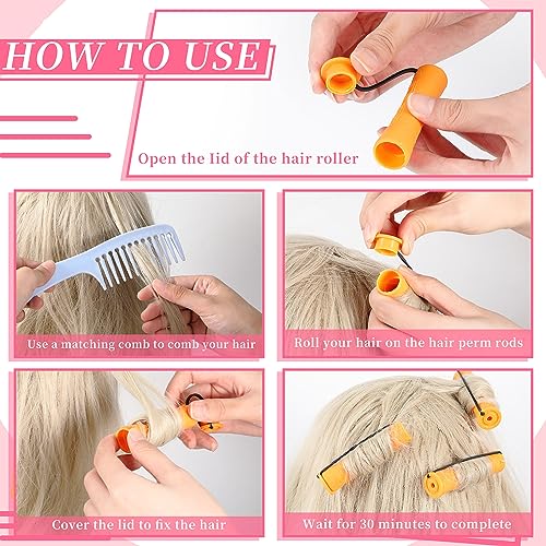 Tigeen 300 Pcs Perm Rods for Natural Hair Plastic Hair Rollers, No-Heat Small Curling Rods Cold Wave Rod for Women DIY Styling Hairdressing Tools (0.27,0.35,0.59,0.7,0.86 inch,Mix Color)