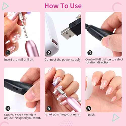 SAVILAND Electric Nail Drill: 20000RPM Pro Portable Efile Nail Drill Machine Professional Nail File Complete Drill Bits for Remove Acrylic Nails Manicure & Toenails Nail Care Home Salon DIY Nail Art