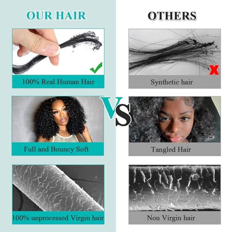 Liang Dian Curly Bundles Human Hair 12 12 14 14 Inch Kinkycurly Bundles Human Hair for Black Women 100% Unprocessed 12A Brazilian Virgin Hair Quick Weave Extensions Natural Black