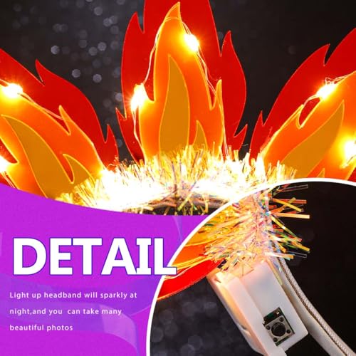 Sixexey Light Up Headbands Flame Headband Set LED Fire Headpiece Sun Flame Hair Accessories for Women
