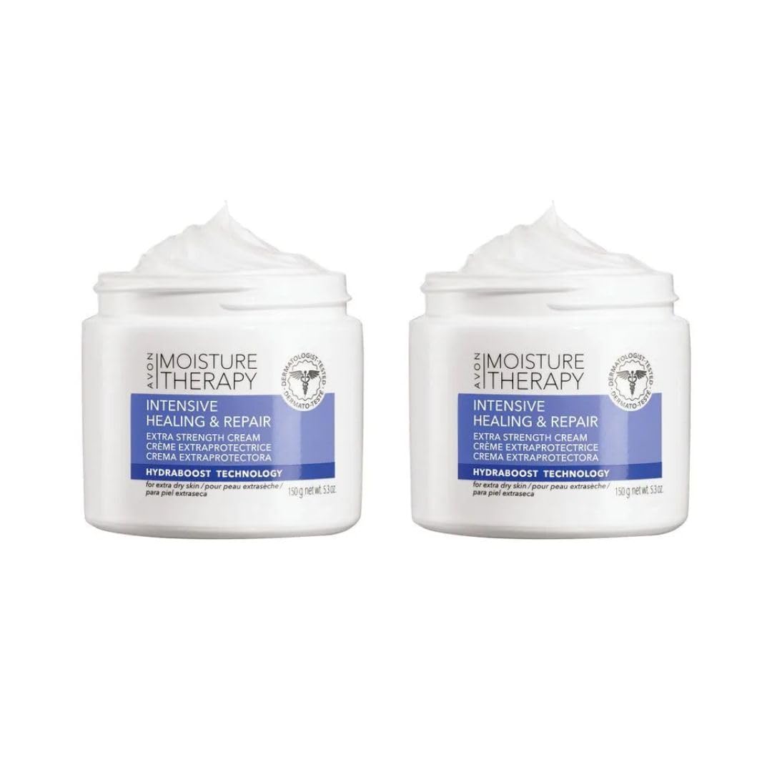 AVON Moisture Therapy Intensive Healing & Repair Extra Strength Cream, Body Cream for Dry Skin with Colloidal Oatmeal, HydraBoost Technology Moisturizer for Women, Pack of 2 (5.3 oz each)