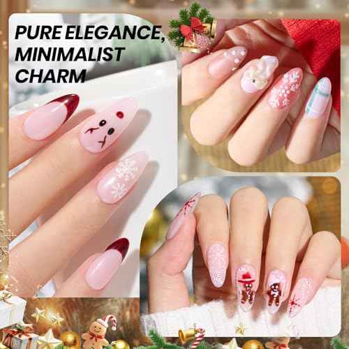 Beetles Frostglaze Veil Jelly Gel Nail Polish Set, 53PCS 36 Colors Christmas Gel Nail Kit Nude Pink Milky White Red Black Blue Green Silver Cat Eye Base Glitter Glossy Matte Top Coat Gift for Women
