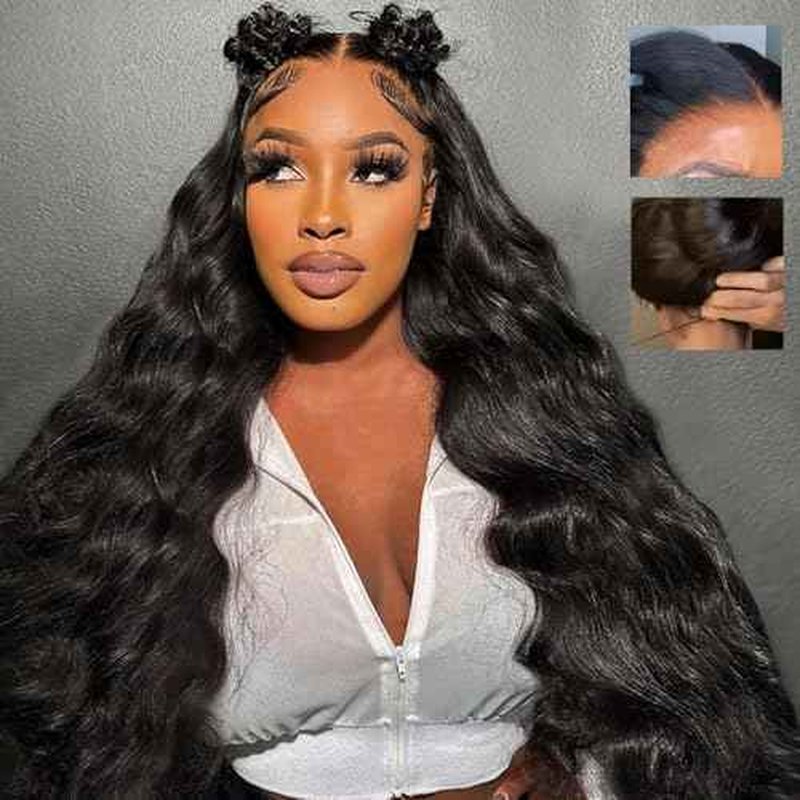 7x6 Body Wave Glueless Wigs Human Hair Pre Plucked Pre Cut 250% Density Drawstring Wig Human hair 7x6 HD Lace Front Wigs Human Hair for Black Women Pre Everything Ready to Go Wig 24inch