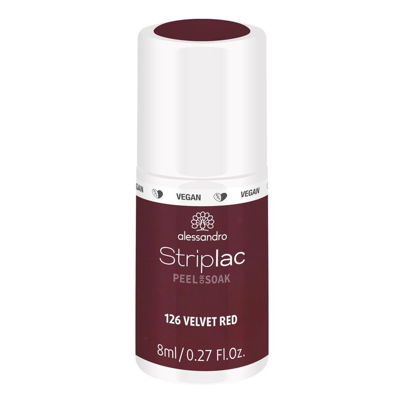 alessandro Striplac Peel or Soak Nail Polish - 126 Velvet Red for Women - 0.27 oz