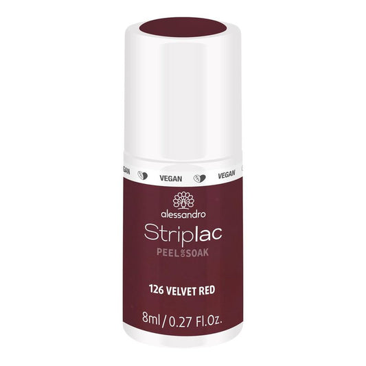 alessandro Striplac Peel or Soak Nail Polish - 126 Velvet Red for Women - 0.27 oz