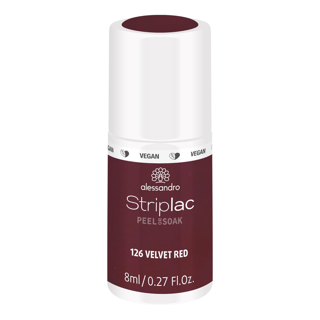 alessandro Striplac Peel or Soak Nail Polish - 126 Velvet Red for Women - 0.27 oz