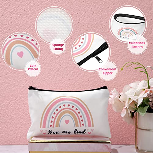 Yahenda 16 Pcs Rainbow Canvas Makeup Bags Bulk for Women Inspirational Zipper Pouch You Are Amazing Loved Beautiful Pencil Pouch Travel Toiletry Bag for Nurse Teacher Christmas Birthday Gifts