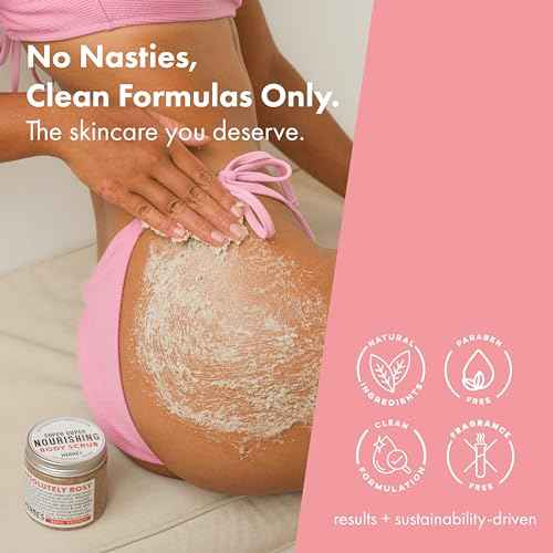 Rose Petal Scrub Foot & Body Exfoliator Infused with Vitamin E and Rose Natural Exfoliating Sugar Body Scrub for Toning Cellulite Skin Care by Handmade Heroes Body Skincare Stocking Stuffers