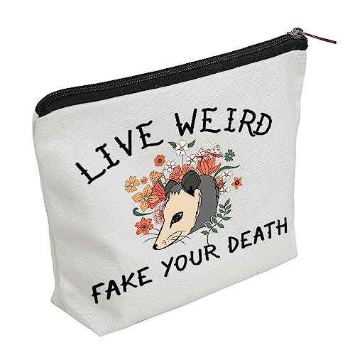 WZJHCL Possum Lover Gift Opossum Makeup Pouch Possum Mama Cosmetic Kit Flower Opossum Travel Storage Organizer Bag (Live Weird)