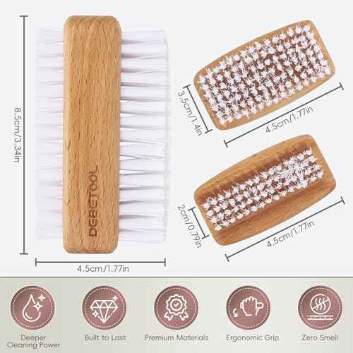 2-Pack Fingernail Brush - Wooden Nail Brush for Cleaning Fingernails, Two Side Bristle Hand Nail Scrubber for Cleaning Tough Grime, Gardening & Manicure