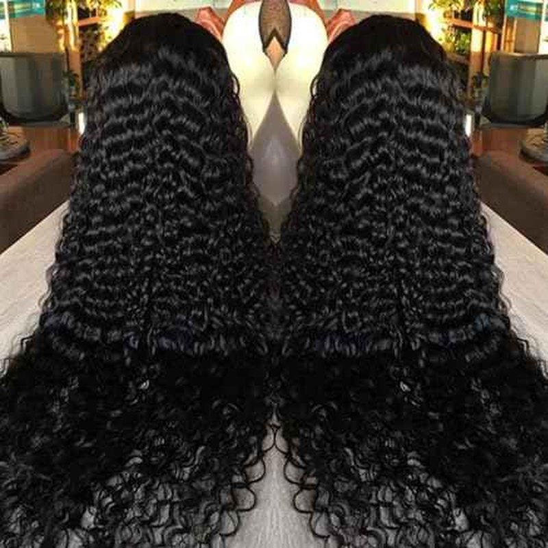 30 Inch Deep Wave Lace Front Wigs Human Hair 200% Density 13x6 HD Transparent Lace Front Wigs Human Hair Pre Plucked Bleached Knots Deep Curly Lace Frontal Wigs Glueless Wigs Human Hair
