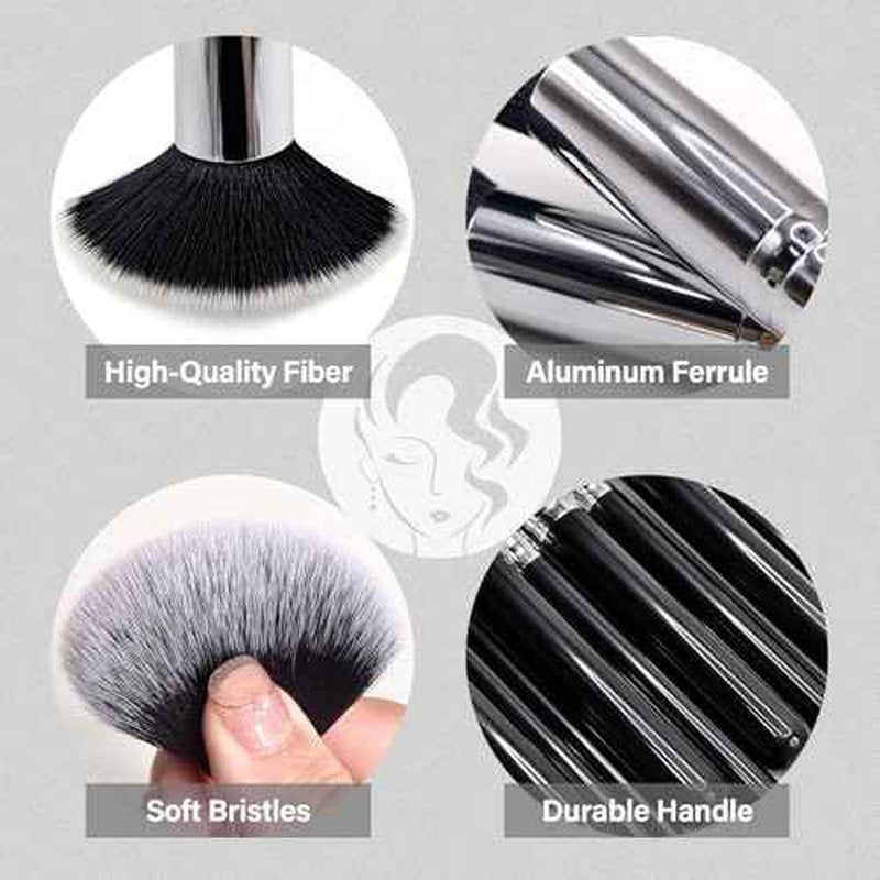 Makeup Brushes Set, Mlemle Professional 25 Pcs Makeup Kit, Include Foundation Powder Blush Concealers Eye shadows 21 Pcs Makeup Brushes and 2 Powder Puff, 2 Makeup Sponge(B01-Black)