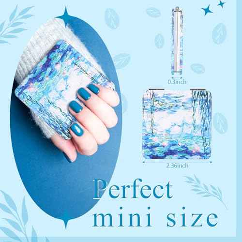 8 Pcs Compact Mirror Double Sided Makeup Square PU Leather Portable Pocket Hand Mirror Bulk with 2X1X Magnification Art Gift for Woman