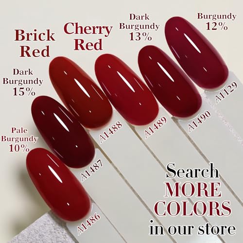 Double Rhythm Translucent Gel Polish Sheer Neutral Natural Light Milky Same Color Same Bottle 15ML Jelly UV Polish Nail Art DIY at Home (Dark Burgundy-A1487)