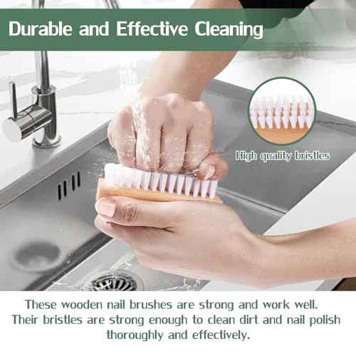 DBEBTOOL Nail Brush Set - 4pcs Two-Side Fingernail Nail Brushes for Cleaning, Wooden Nail Cleaning Brush, Stiff Nail Scrubber Brush for Cleaning Toes and Nails