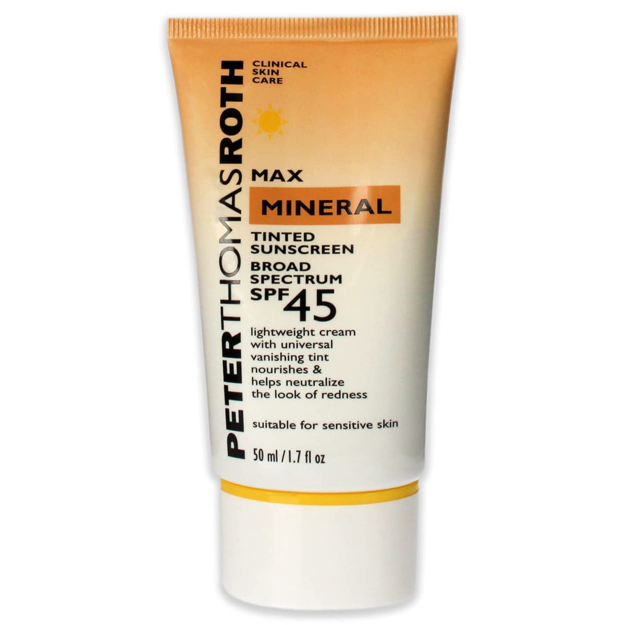 Peter Thomas Roth | Max Mineral Tinted Sunscreen Broad Spectrum SPF 45 | Tinted Moisturizer with SPF, Water-Resistant Mineral Sunscreen For Sensitive Skin, 1.7 Fl Oz