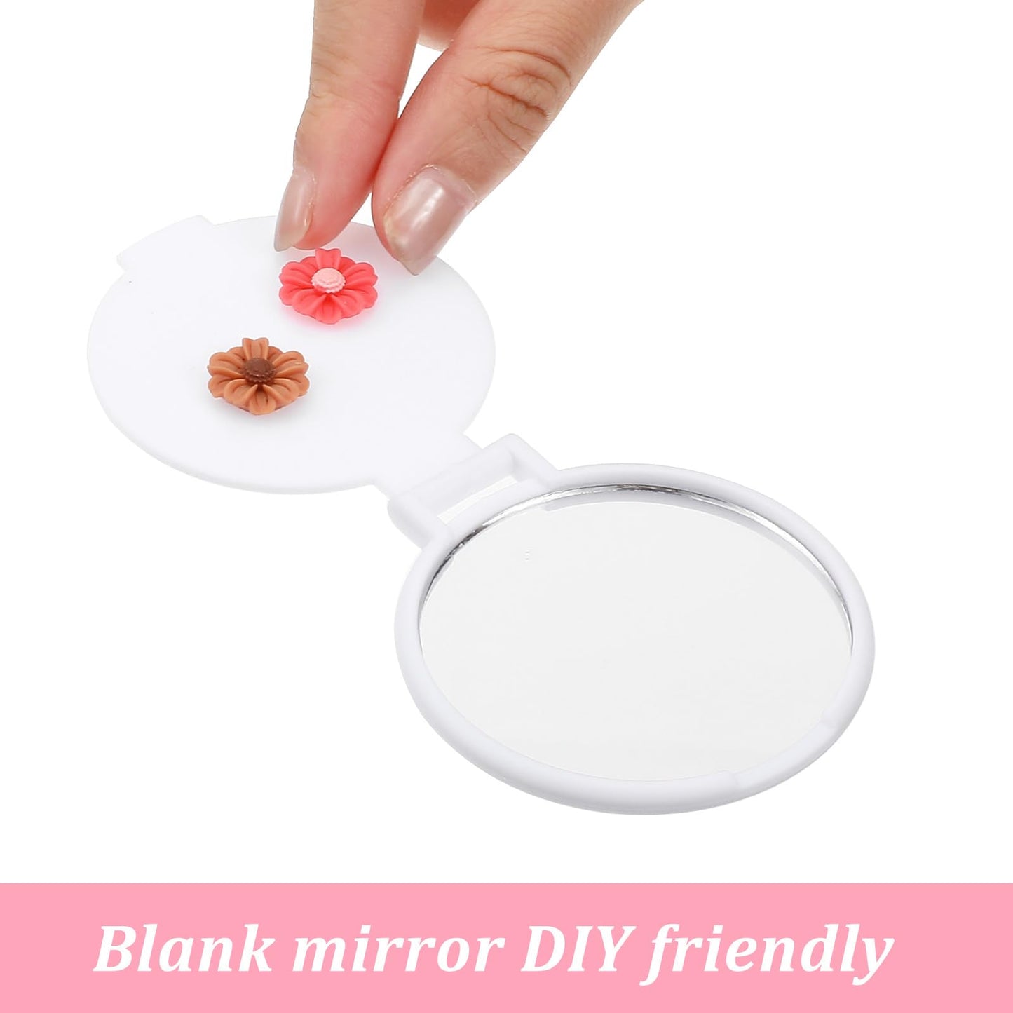 Molain 72 Pcs Mini Compact Mirrors Bulk, Portable Round Folding Makeup Mirror Set for Purse Travel Women Daily Use White