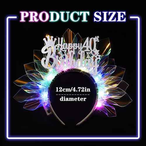 Light Up Happy Birthday Crown - Glowing Birthday Headband LED Bday Headpiece Hair Hoop Hair Accessories