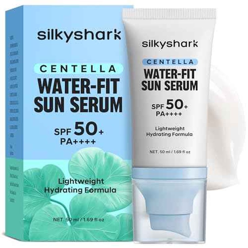 Centella Sunscreen SPF 50+ PA++++, Centella Asiatica Serum Sunscreen, Oil-Free, Non-Greasy, Long-Lasting UVA/UVB Protection, for Sensitive & Acne-Prone Skin, 1.69 Fl Oz