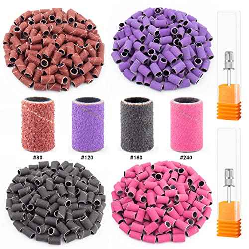 Rolybag Sanding Bands for Nail Drill Nail Sanding Bands Professional Sanding bit Nails 240 Pieces 4 Color Coarse Fine Grit Efile Sand Set 80#120#180#240# 2 Pieces Nail Drill Bits