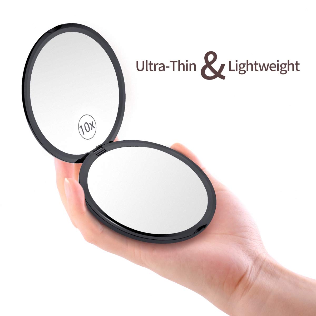 Gospire LED Makeup Mirror 1x/10x Magnifying with Touch Screen Adjustable LED Light, 7" Lighted Vanity Swivel Mirror Double Sided Cosmetic Mirror (Silver-Dimmable Switch)